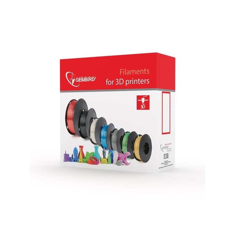 GEMBIRD filament PLA, 1,75 mm, 1 kg, strieborná