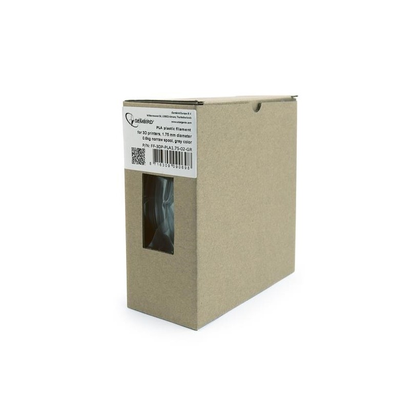 GEMBIRD filament PLA PLUS, 1,75 mm, 1 kg, sivá